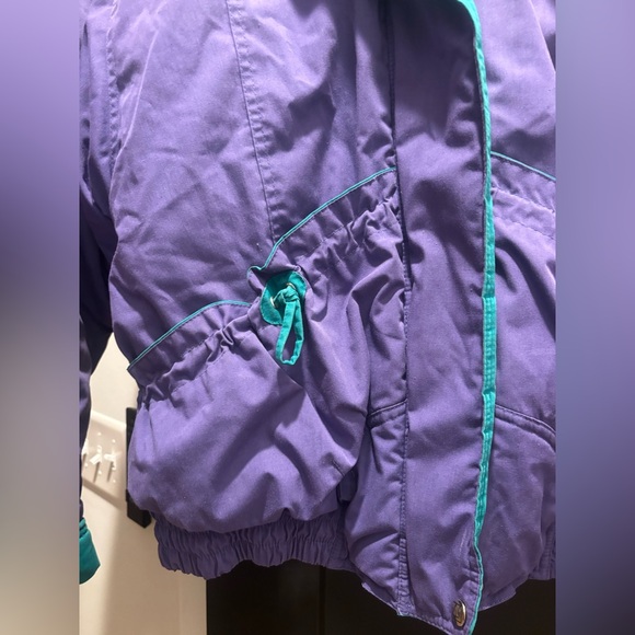 Andy Johns Vintage Puffer Jacket Ski Snow Coat 80s 90s purple teal Retro Large - Picture 3 of 14